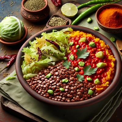 Image of Red Split Lentils with Cabbage Masoor Dal Aur Band Gobi