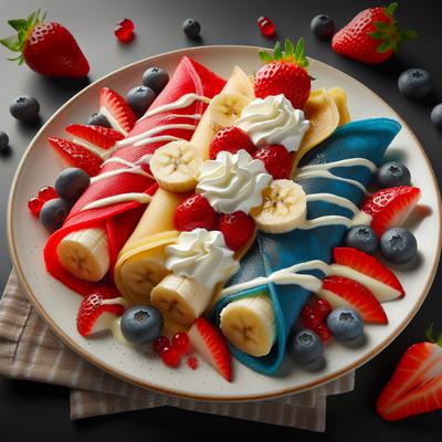 Image of Red White and Blue Banana Split Crepes