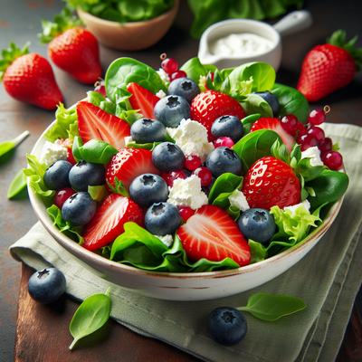 Image of Red White and Blue Berry Green Salad