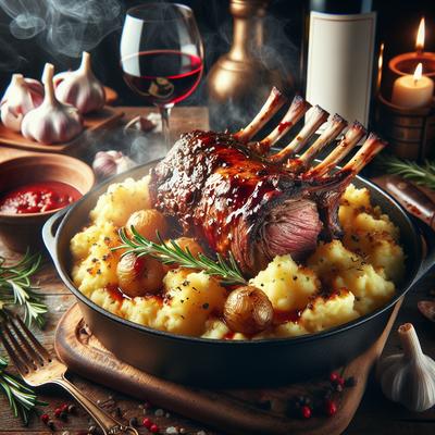 Image of Red Wine Balsamic Lamb Rack Pot Roast with Crushed Potato
