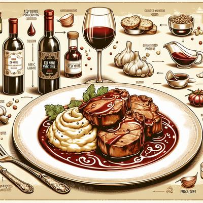Image of Red Wine Braised Pork Chops W Red Wine Gravy and Garlic Mashed