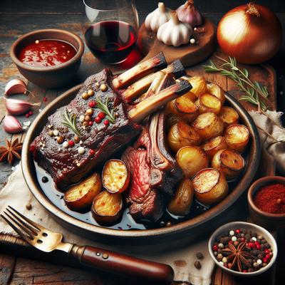 Image of Red Wine Braised Short Ribs with Fingerlings Potatoes