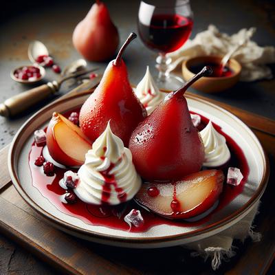 Image of Red Wine Poached Pears with Mascarpone Filling