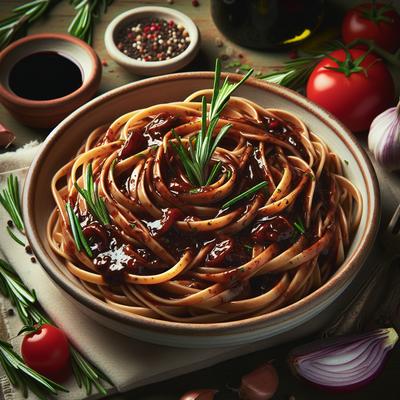 Image of Red Wine Rosemary Sauce Over Linguine
