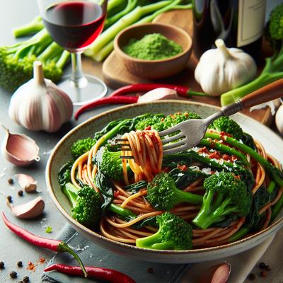 Image of Red Wine Spaghetti with Broccoli Rabe