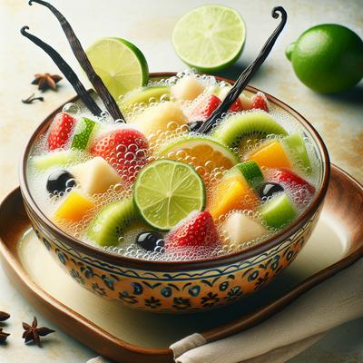 Image of Refreshing Fruits in Sparkling Lime Vanilla Syrup