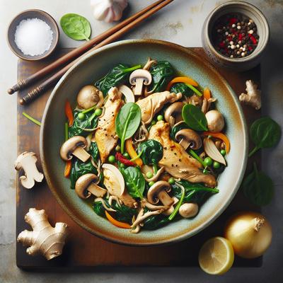 Image of Refreshing Ginger Chicken with Spinach Mushrooms