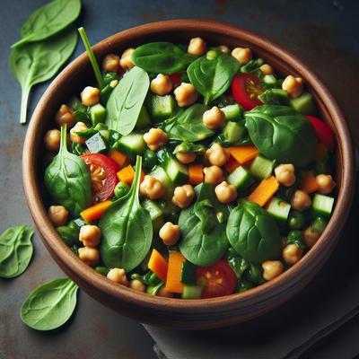 Image of Refreshing Spinach Chickpea Veggie Salad