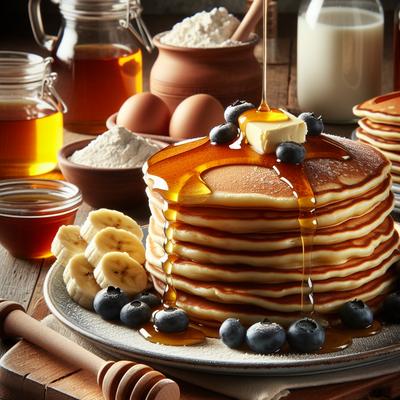 Image of Restaurant Style Fluffy Honey Pancakes