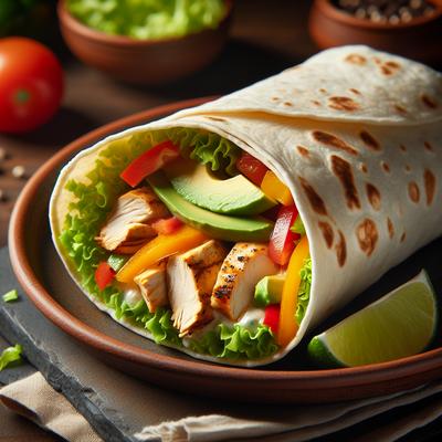 Image of Restaurant Style Light and Healthy Chicken Burrito