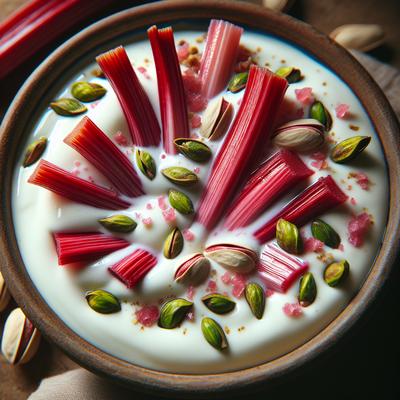 Image of Rhubarb and Pistachios Over Thick Yogurt