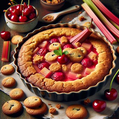 Image of Rhubarb Cherry Dessert with Cookie Crust