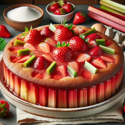 Image of Rhubarb Strawberry Pudding Cake