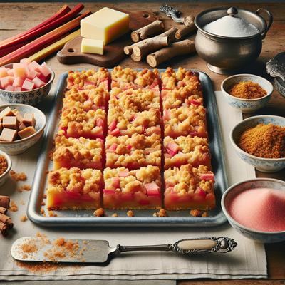 Image of Rhubarb Streusel Bars with Ginger Icing