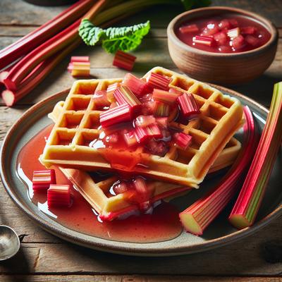 Image of Rhubarb Waffles with Rhubarb Sauce Low Fat