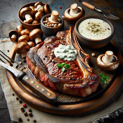Image of Rib Eye Steak with Horseradish and Mushroom Cream