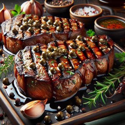 Image of Rib Eye Steaks with Balsamic Caper Vinaigrette
