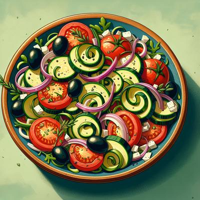 Image of Ribbons of Zucchini Mediterranean Salad