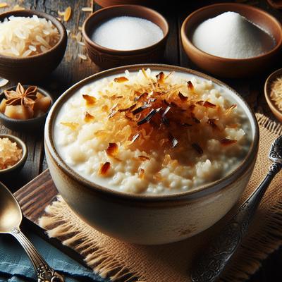Image of Rice Blancmange Pudding with Caramelized Coconut
