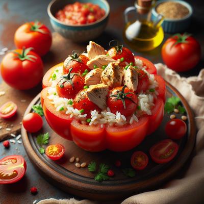Image of Rice Chicken Can Be Added Salad in Tomato Cups