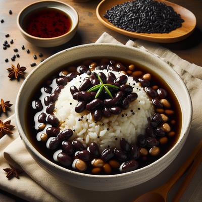 Image of Rice Cooked in Black Bean Broth
