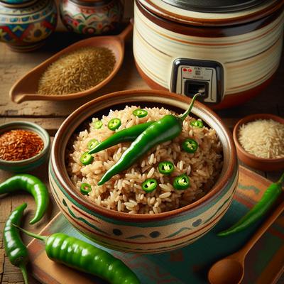 Image of Rice Cooker Brown Rice and Green Chiles