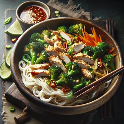 Image of Rice Noodles with Chicken Broccoli