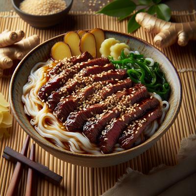 Image of Rice Noodles with Sesame Ginger Flank Steak