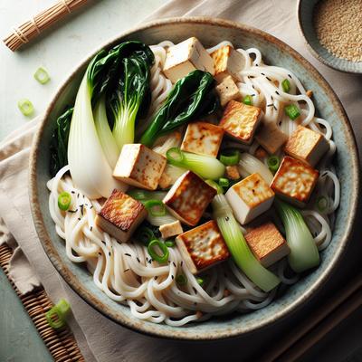 Image of Rice Noodles with Tofu and Bok Choy