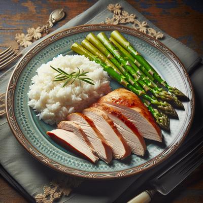 Image of Rice Slice with Turkey and Asparagus