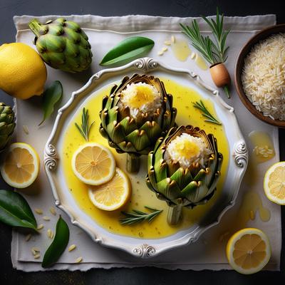 Image of Rice Stuffed Artichokes with Lemon Sauce
