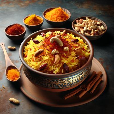 Image of Rice with Saffron and Nuts Zaffrani Chaval