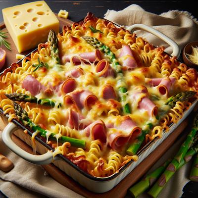 Image of Rich and Cheesy Ham and Asparagus Noodle Casserole