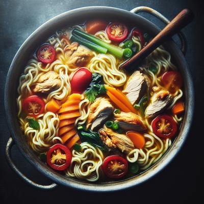 Image of Rich Chicken Soup with Fresh Noodles