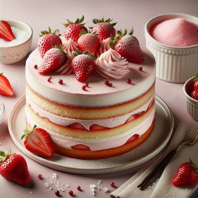 Image of Rich White Cake with Strawberry Frosting