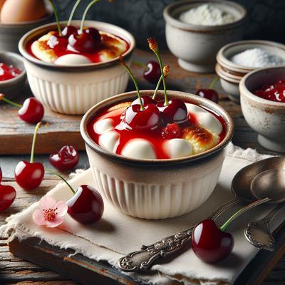 Image of Ricotta Custards with Cherry Sauce