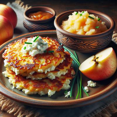 Image of Ricotta Potato Latkes with Applesauce
