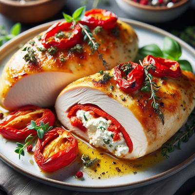 Image of Ricotta Red Pepper Stuffed Chicken Breasts