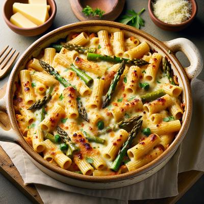 Image of Rigatoni Al Forno Baked Rigatoni with Roasted Asparagus and on