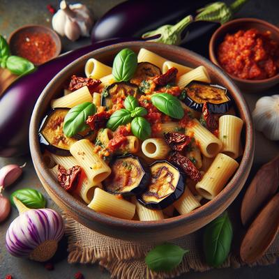 Image of Rigatoni with Eggplant and Dried Tomato Pesto
