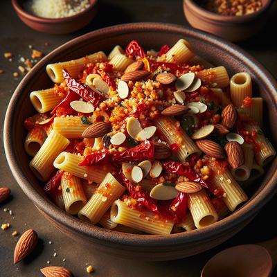 Image of Rigatoni with Red Pepper Almonds and Bread Crumbs