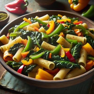 Image of Rigatoni with Swiss Chard and Bell Peppers