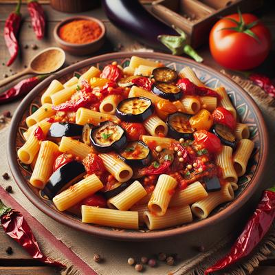 Image of Rigatoni with Tomato Eggplant Red Peppers