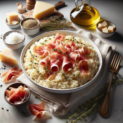 Image of Risotto Mouselin Rice and Prosciutto Dish