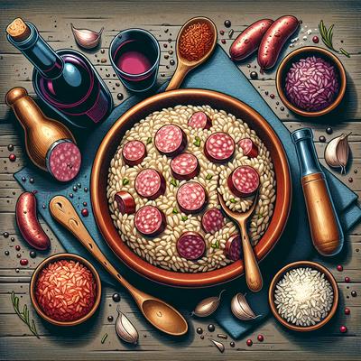 Image of Risotto with Red Wine and Sausages