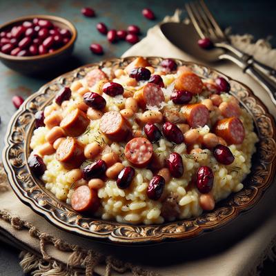 Image of Risotto with Sausage and Cranberry Borlotti Beans