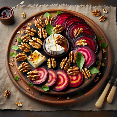 Image of Roast Balsamic Beetroot with Walnut Crusted Hot Goat's Cheese