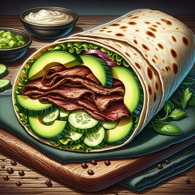 Image of Roast Beef Cucumber and Avocado Wrap