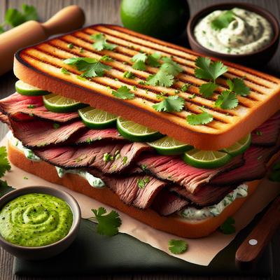 Image of Roast Beef Panini Sandwich with Cilantro Lime Mayo
