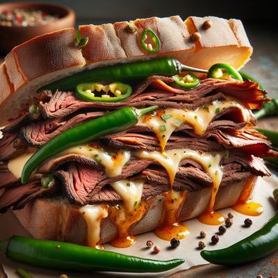 Image of Roast Beef Sandwich with Green Chilies and Cheese